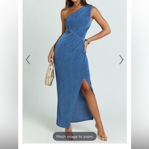 Elegant Blue One-Shoulder Dress